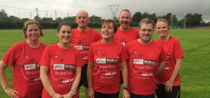 Half of our Fingal 10K gang donning the Tees to kickstart a rather wet training session.